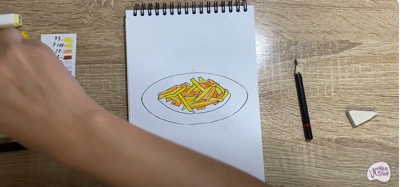 Рисуем Жаренная картошка
