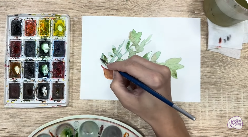 Рисуем Пеллиония в горшке