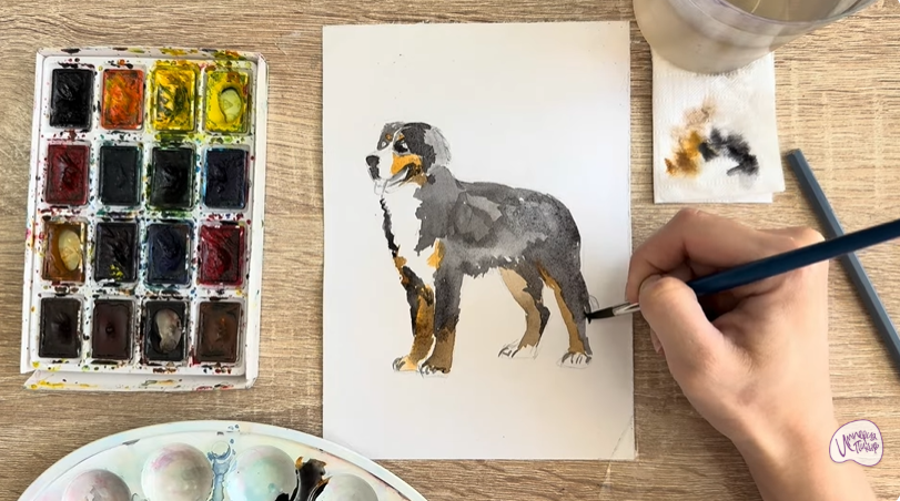 Рисуем Собака породы Бернский зенненхунд