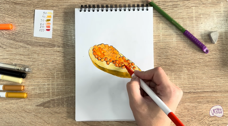 Рисуем Бутерброд с красной икрой