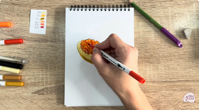 Рисуем Бутерброд с красной икрой