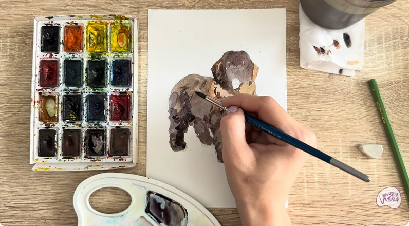 Рисуем Собака породы Ньюфаундленд