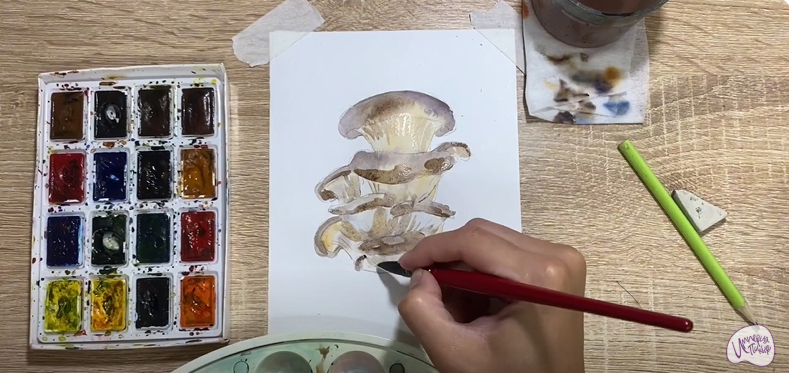 Рисуем Грифола курчавая