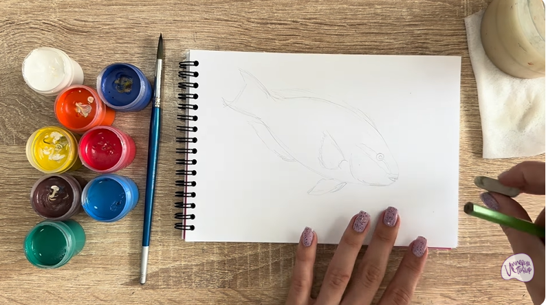 Рисуем Рыба-попугай