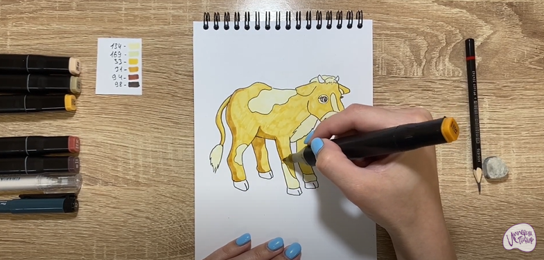 Рисуем Мультяшный телёнок