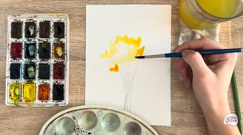 Рисуем Багрянник японский