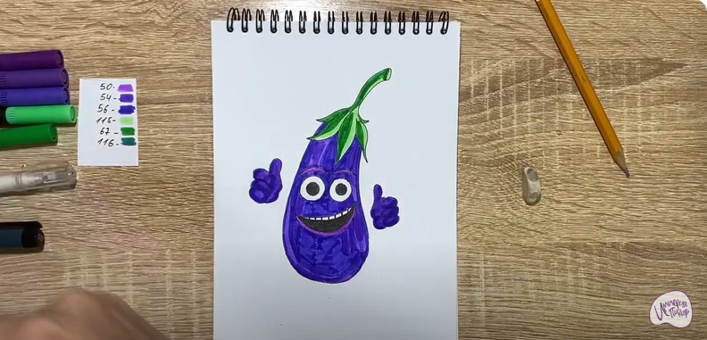 Рисуем Мультяшный баклажан