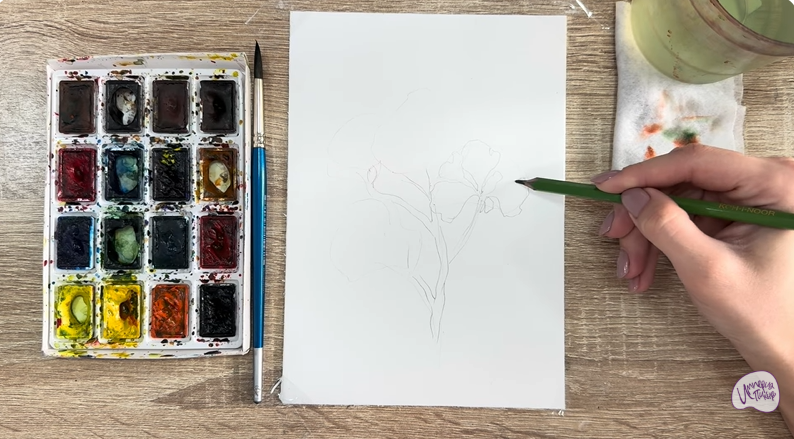 Рисуем Ветка рододендрона