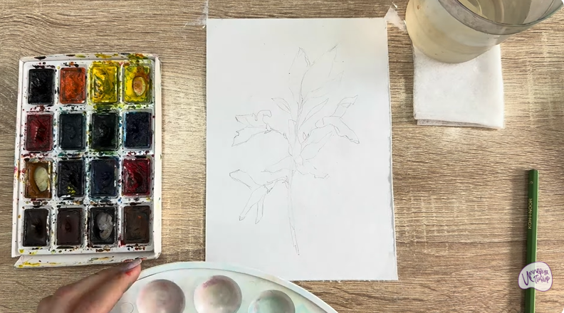 Рисуем Форзиция