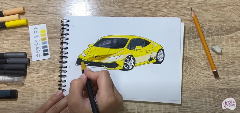 Рисуем Машина марки "Lamborghini"