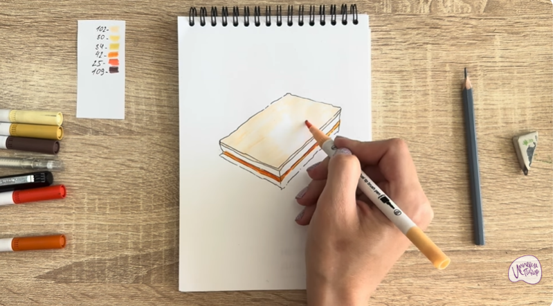 Рисуем Пирожное "Александровская полоска"