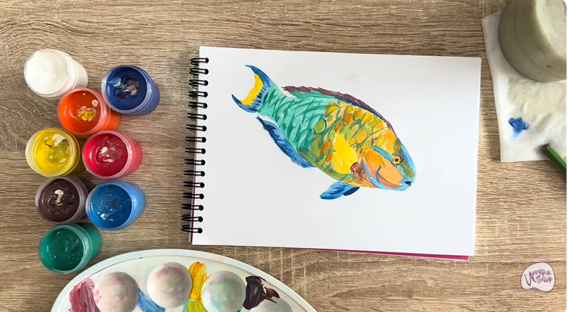 Рисуем Рыба-попугай