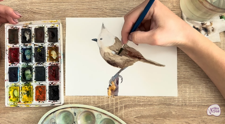 Рисуем Хохлатая синица