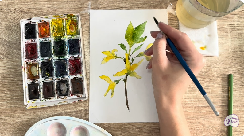 Рисуем Форзиция