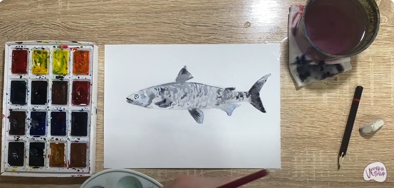 Рисуем Байкальский омуль