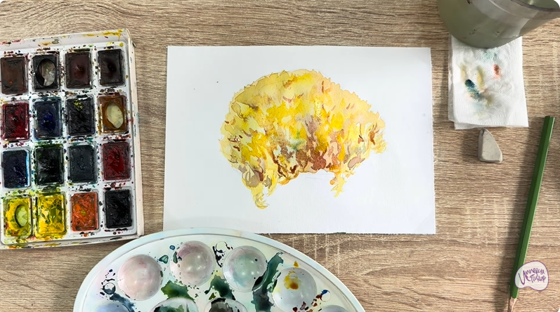 Рисуем Рамария жёлтая