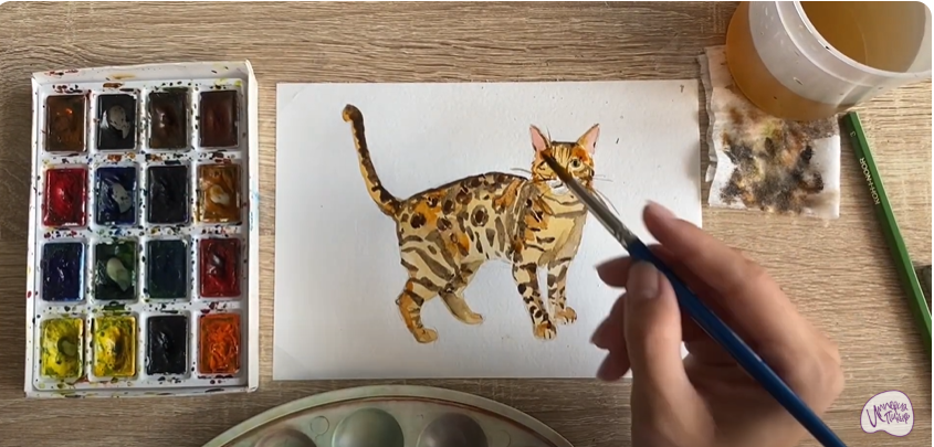 Рисуем Бенгальская кошка