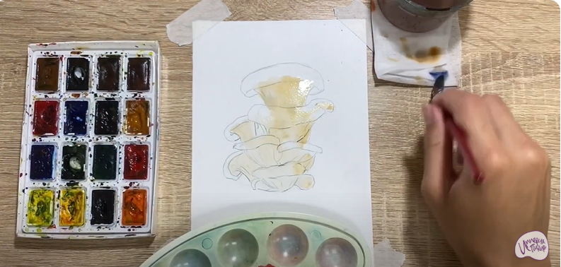 Рисуем Грифола курчавая