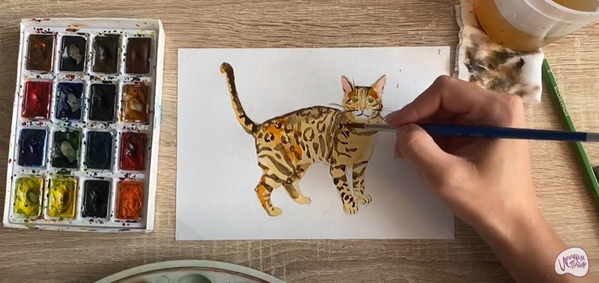 Рисуем Бенгальская кошка