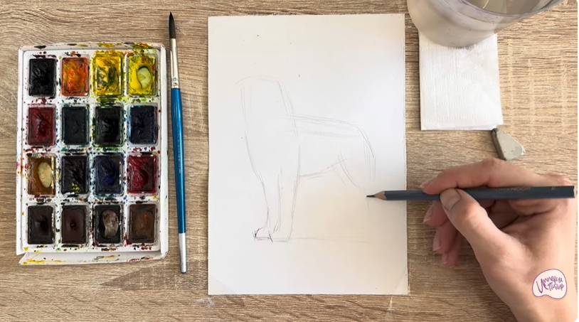 Рисуем Собака породы Бернский зенненхунд