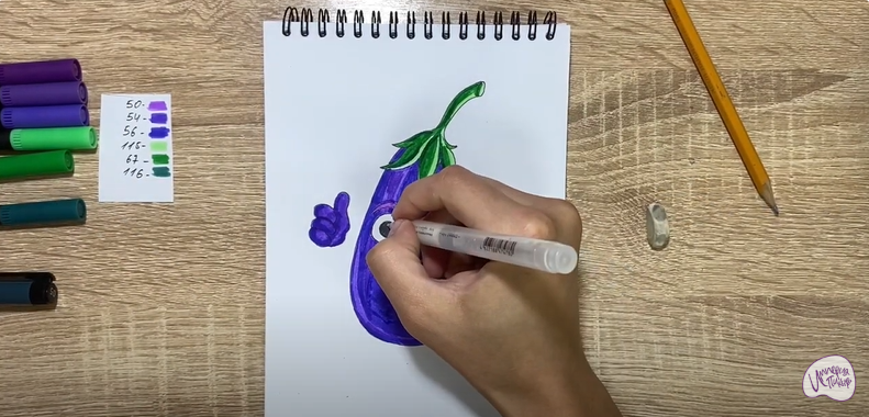 Рисуем Мультяшный баклажан