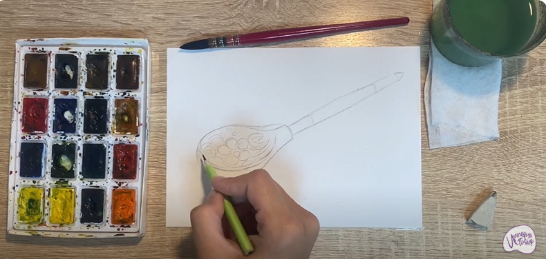 Рисуем Деревянная ложка