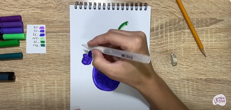 Рисуем Мультяшный баклажан