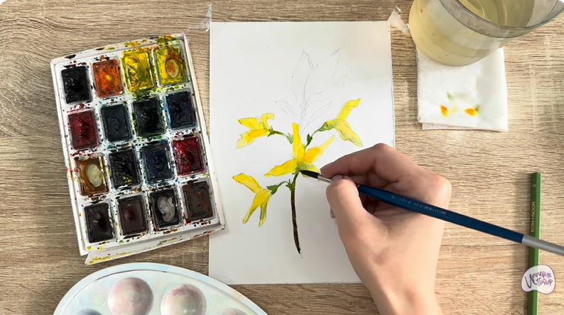 Рисуем Форзиция