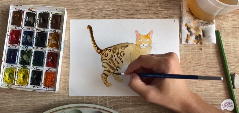 Рисуем Бенгальская кошка