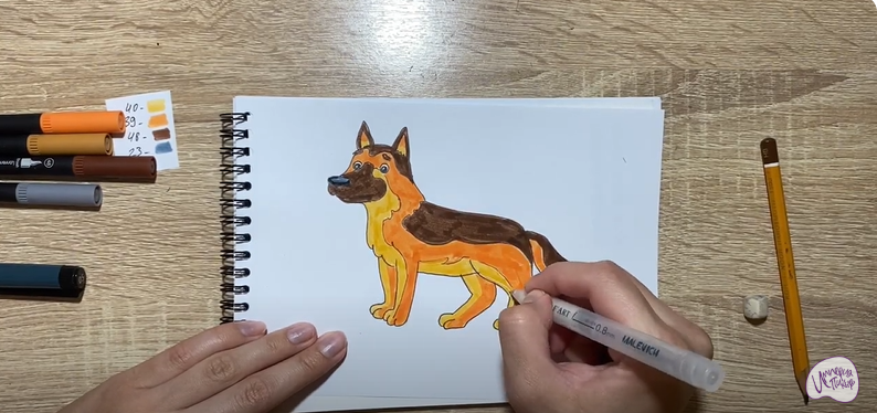 Рисуем Мультяшная овчарка