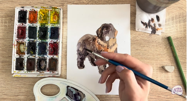 Рисуем Собака породы Ньюфаундленд