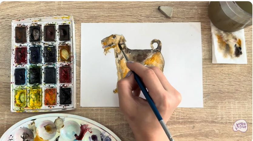 Рисуем Собака породы Эрдельтерьер