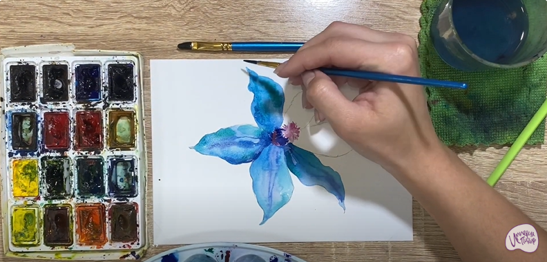 Рисуем Голубой цветок