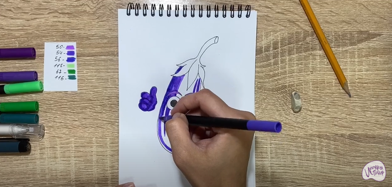 Рисуем Мультяшный баклажан