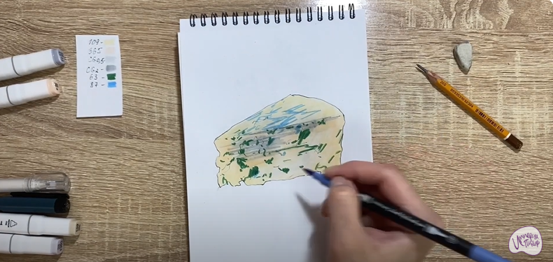 Рисуем Сыр с плесенью