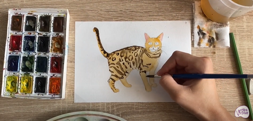 Рисуем Бенгальская кошка