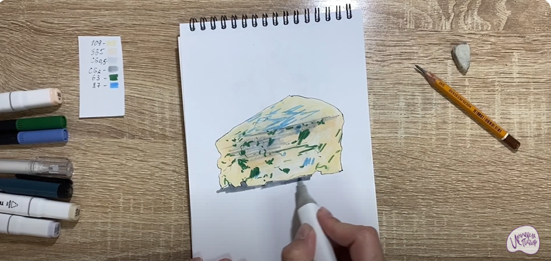 Рисуем Сыр с плесенью