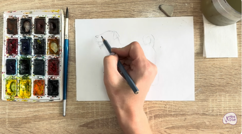 Рисуем Собака породы Эрдельтерьер