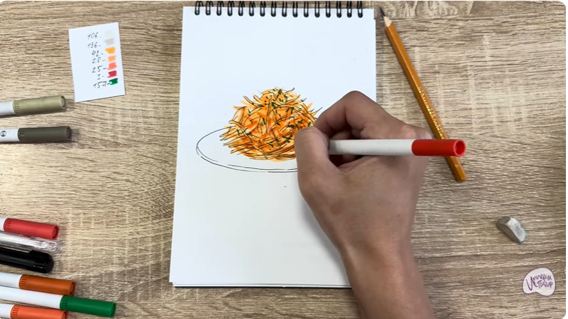 Рисуем Морковь по-корейски
