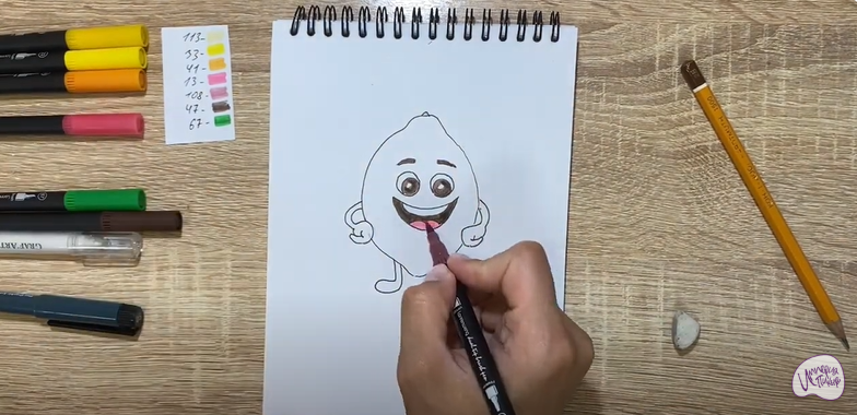 Рисуем Мультяшный лимон