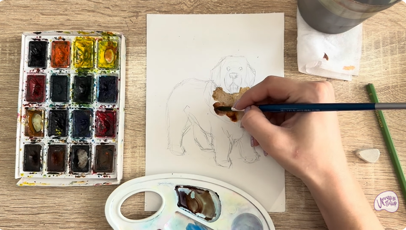 Рисуем Собака породы Ньюфаундленд