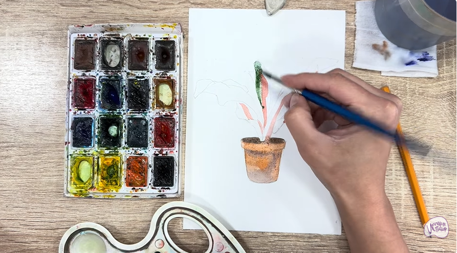 Рисуем Кротон в горшке