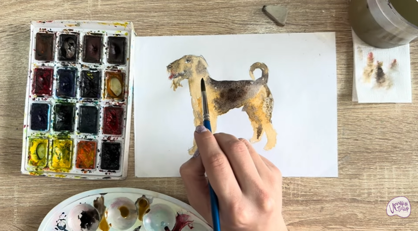 Рисуем Собака породы Эрдельтерьер