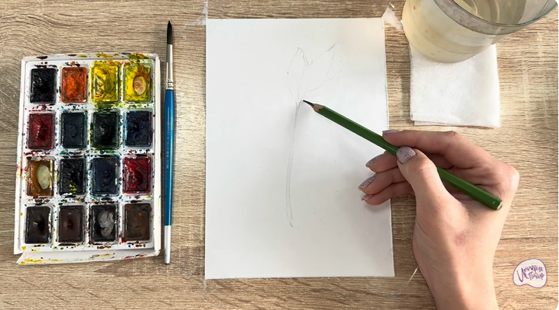 Рисуем Форзиция