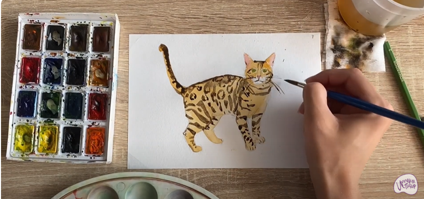 Рисуем Бенгальская кошка