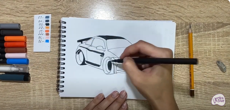 Рисуем Машина марки "БМВ"