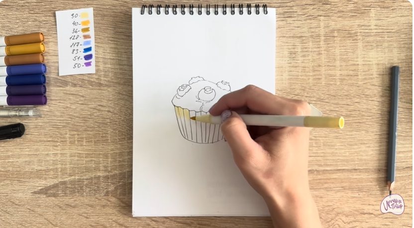 Рисуем Кекс с черникой