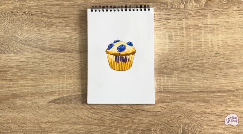 Рисуем Кекс с черникой