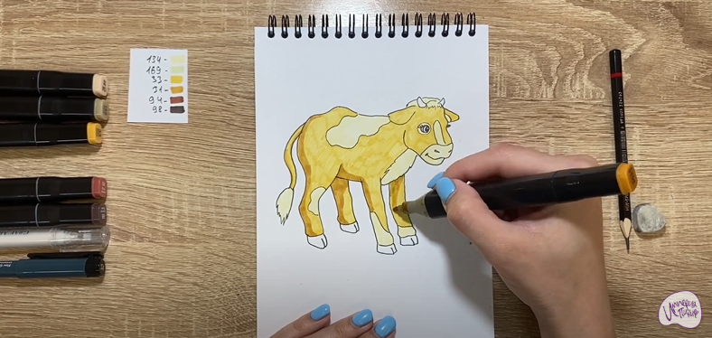 Рисуем Мультяшный телёнок