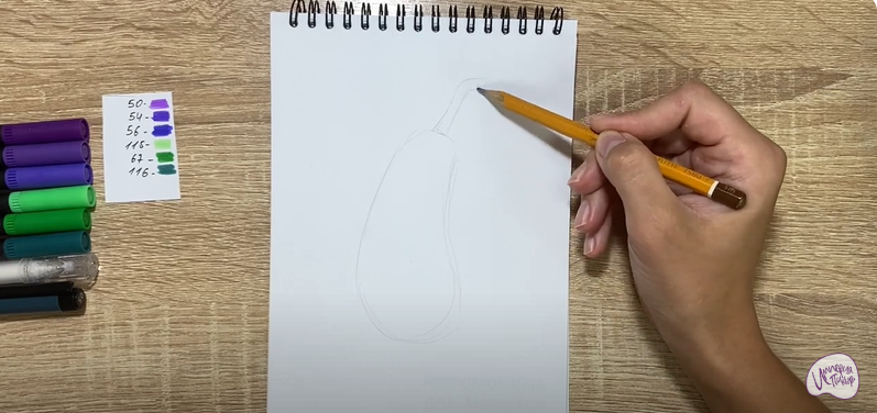 Рисуем Мультяшный баклажан